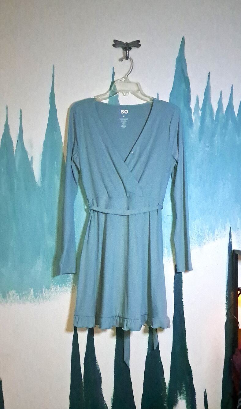 Juniors Light Green SO brand Elly Wrap Dress